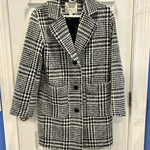 American Eagle Outfitters Houndstooth Pea Coat S - Picture 1 of 11
